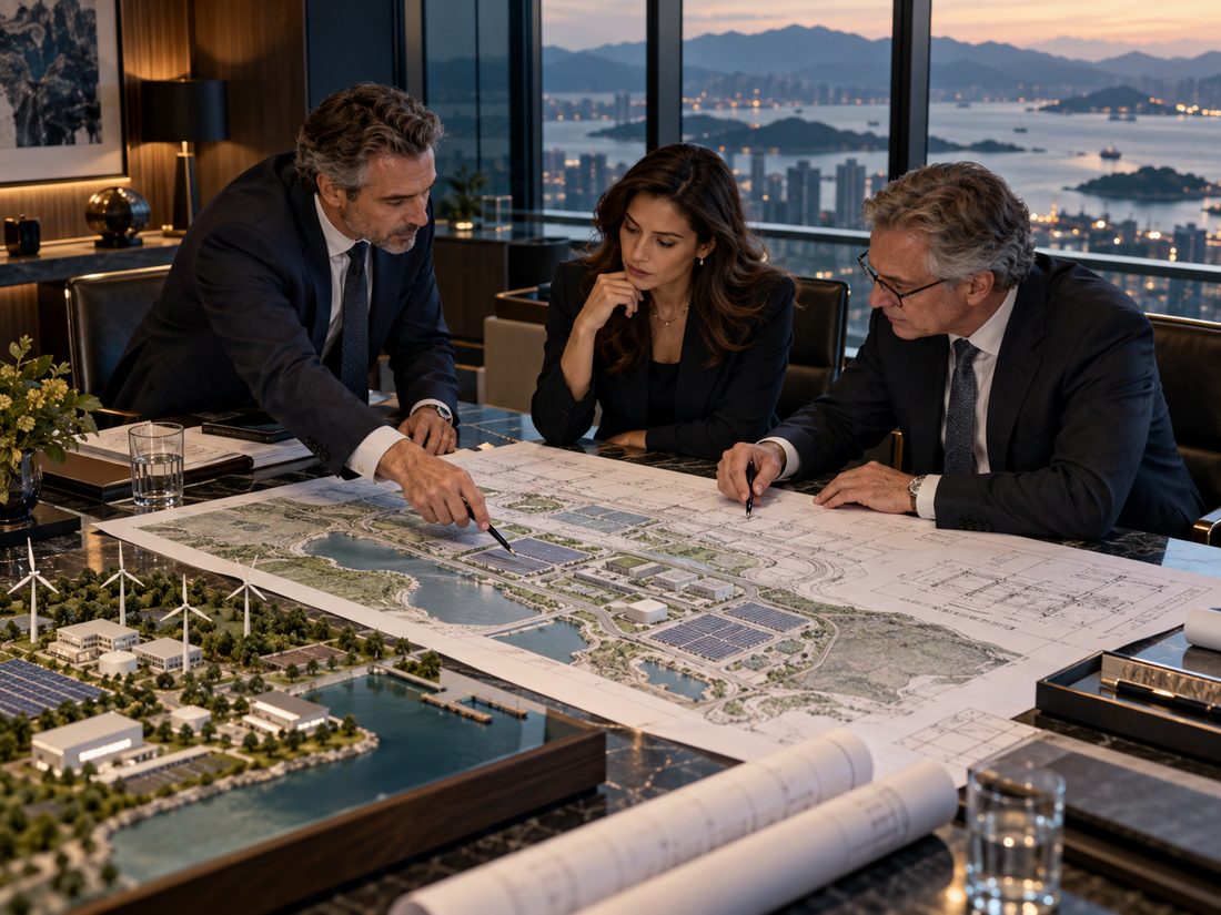 Advisors and project sponsors assessing plans and project materials